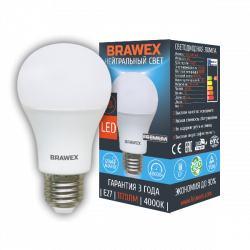 Классическая светодиодная LED лампа 13Вт яркий свет А60 Е27 Brawex 0314G-A60-13N