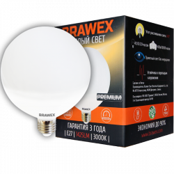 Светодиодная LED лампа 15Вт мягкий свет G120 Е27 Brawex 2307A-G120-15L