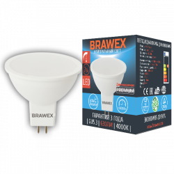 Светодиодная диммируемая LED лампа 7Вт яркий свет MR16 GU5.3 Brawex MR16-7N-DIM