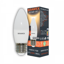 Светодиодная LED лампа 7Вт мягкий свет B35 Е27 Brawex 0707E-B35-7L