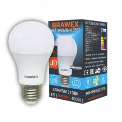 Классическая светодиодная LED лампа 16Вт яркий свет А60 Е27 Brawex 0314G-A60-16N