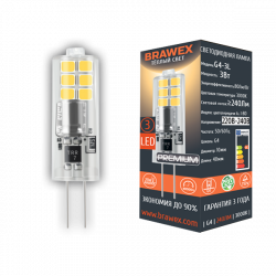 Светодиодная LED лампа G4 3Вт мягкий свет Brawex G4-3L