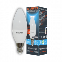 Светодиодная LED лампа 7Вт яркий свет B35 Е14 Brawex 0707G-B35-7N