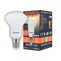 Рефлекторная светодиодная LED лампа 7Вт мягкий свет R50 Е14 Brawex 2906A-R50-7L