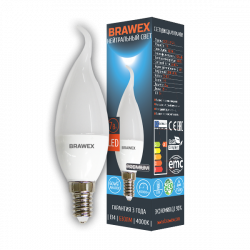 Светодиодная LED лампа 7Вт яркий свет B35Q Е14 Brawex 0707Q-B35-7N
