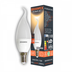Светодиодная LED лампа 7Вт мягкий свет B35Q Е14 Brawex 0707Q-B35-7L