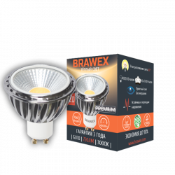 Точечная светодиодная LED лампа, угол 60°, 8Вт мягкий свет PAR16 GU10 Brawex GU10-60-8L