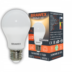 Классическая светодиодная LED лампа 11Вт мягкий свет А60 Е27 Brawex 0307D-A60-11L