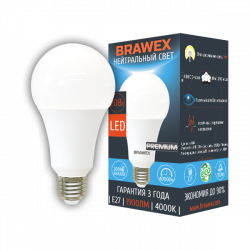 Классическая светодиодная LED лампа 20Вт яркий свет А80 Е27 Brawex A80-20N