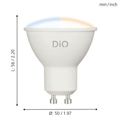Светодиод. лампа СCT с изм. тем-ры цвета, 5W(GU10), пластик, опаловое стекло Eglo 11801