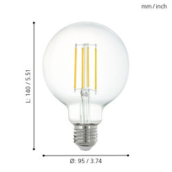 Светодиодная филаментная лампа CONNECT G95, 6W (LED) 2700K, 806lm, прозрачный Eglo 11863