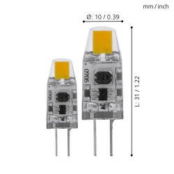 Светодиодная лампа диммируемая, 2х1,2W(G4), 2700K, 100lm, 2 шт. в комплекте Eglo 11551