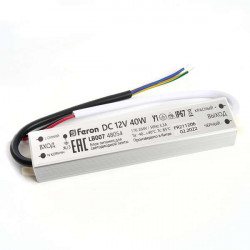 Трансформатор электронный для светодиодной ленты 40W 12V IP67 (драйвер), LB007  48054