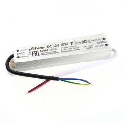Трансформатор электронный для светодиодной ленты 60W 12V IP67 (драйвер), LB007  48056