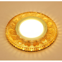 Светильник точечный декор-стекло MR16+LED 1х50Вт GU5.3 желтый 95х95х25мм IP20 K1106L LBT