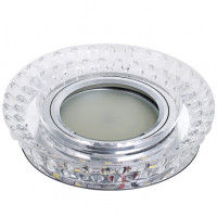 Светильник точечный декор-стекло MR16+LED 1х50Вт GU5.3 серебро D105х35мм IP20 Y1574L LBT