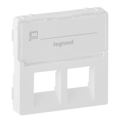 Лицевая панель для двойных телефонных информационных розеток с держателем маркировки Белый Valena LIFE Legrand 755480