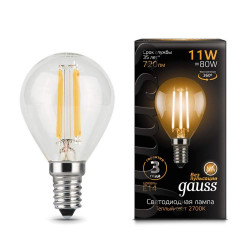 Лампа Gauss LED Filament Globe E14 11W 2700K 720lm 1/10/50