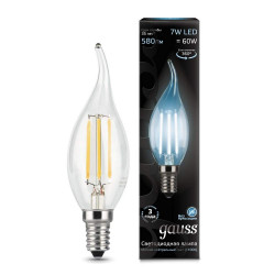 Лампа Gauss LED Filament Candle tailed E14 7W 580Lm 4100К 1/10/50, шт