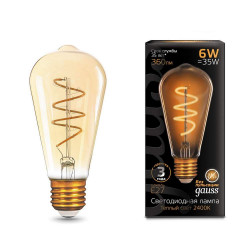 Лампа Gauss LED Filament ST64 Flexible E27 6W Golden 360lm 2400K 1/10/40