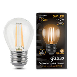 Лампа Gauss LED Filament Globe E27 5W 2700K 1/10/50, шт