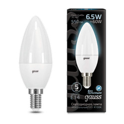 Лампа Gauss LED Candle E14 6.5W 100-240V 4100K 1/10/50