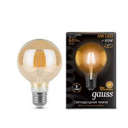 Лампа Gauss LED Filament G95 E27 6W Golden 2400K 1/20 105802006