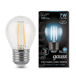 Лампа Gauss LED Filament Globe E27 7W 4100К 1/10/50, шт