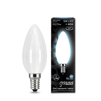 Лампа Gauss LED Filament Candle OPAL E14 5W 4100К 1/10/50, шт 103201205